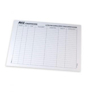 Liste for gjenglemte ting, blokk - 50 stk